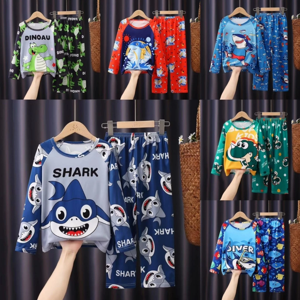 ชุดนอนเด็กเซตแขนยาวขายาว ลายน่ารักสีสันสดใส นื้อผ้านุ่มใส่สบาย