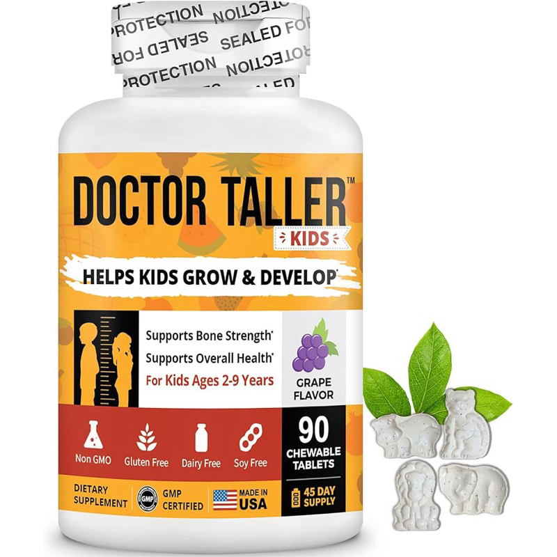 New 💥สินค้าUSA💥🇺🇸NuBest, Doctor Taller, เด็กอายุ 2-9 ปี, องุ่น, 90 เม็ดเคี้ยว