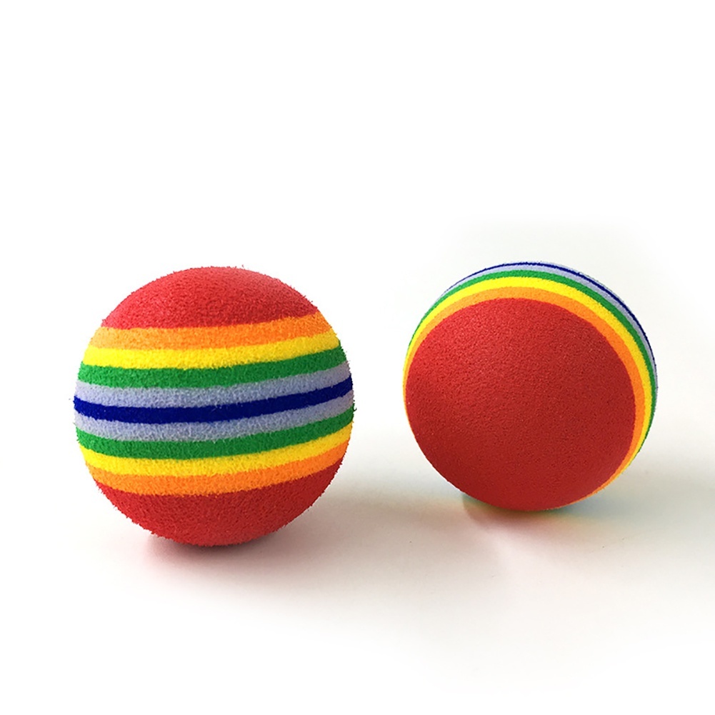ลูกบอลของเล่น สำหรับแมว  เด้งดึ๋งสีรุ้ง คลายเครียด cat toys ลูกกอล์ฟฝึกซ้อม