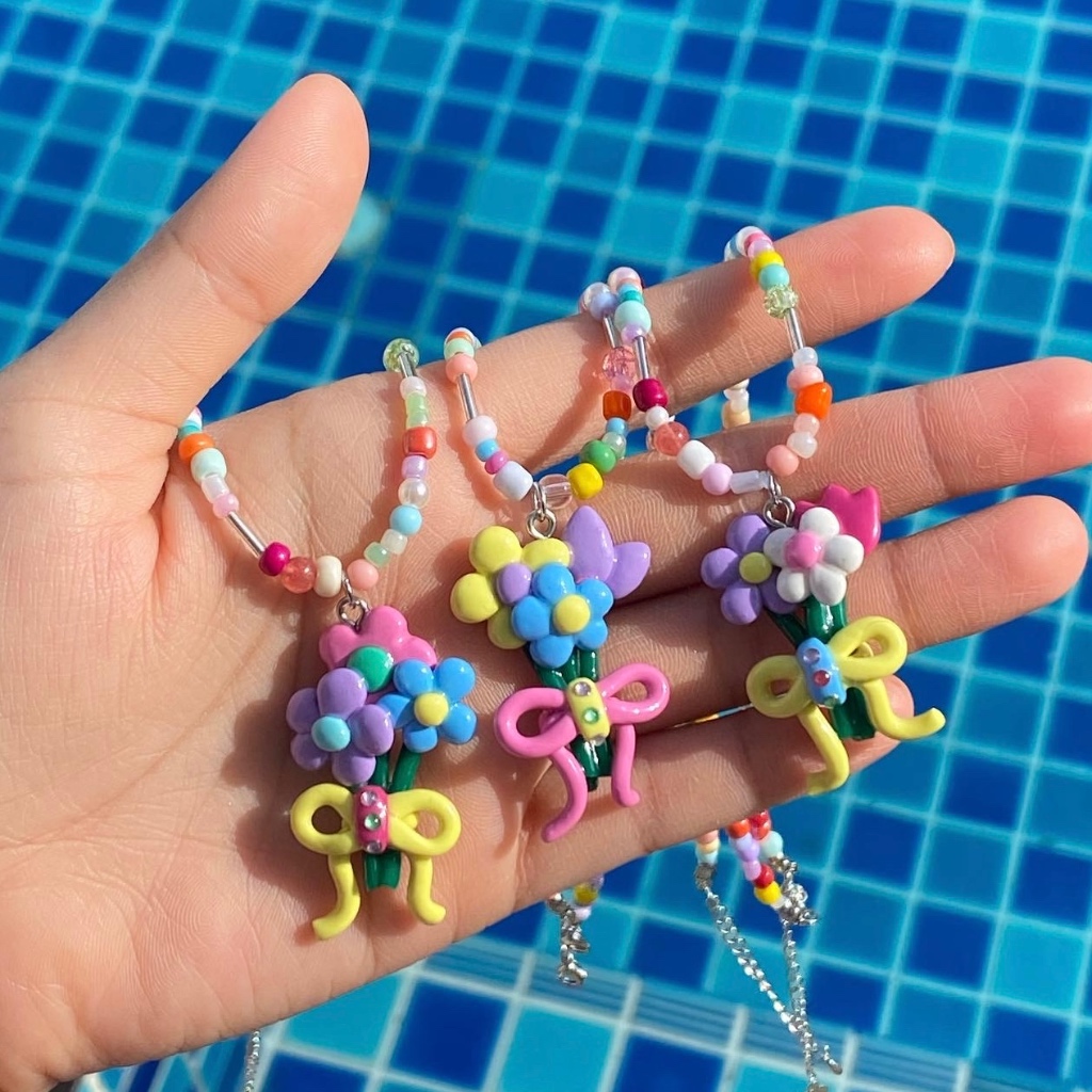 narinrihouse สร้อยคอช่อดอกไม้ “Little bouquet” | handmade clay necklace