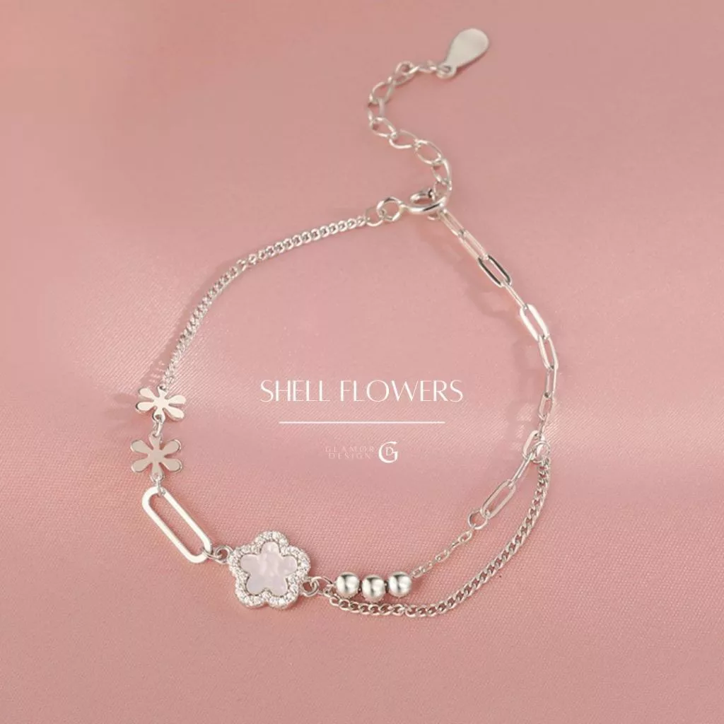 GLAMOR✨ข้อมือเงิน Shell Flowers กําไลเงิน สร้อยข้อมือเงิน กําไลนําโชค สร้อยข้อมือผู้หญิง กําไลแฟชั่น
