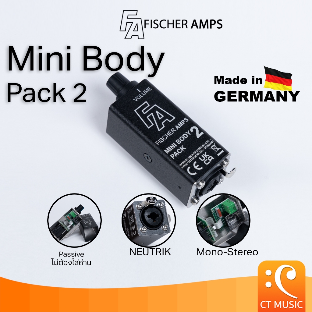 In Ear Monitor Amp นักดนตรี Fischer Amps Mini Body Pack 2