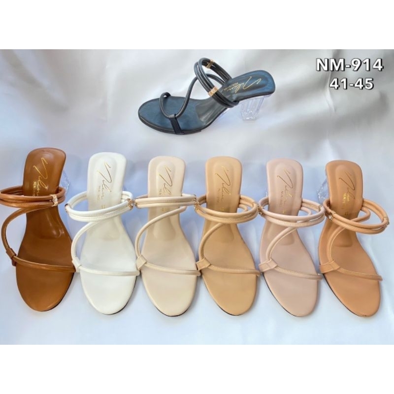 รองเท้า ไซส์ใหญ่ 41-45 เปิดส้นสูง สายคาด ข้างเพชร - SHER