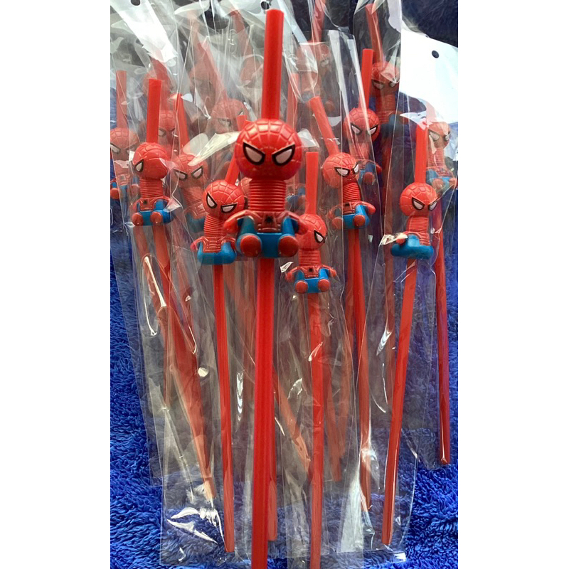 หลอดน้ำSpider-Man *พร้อมส่ง* หลอดน้ำพลาสติกสไปเดอร์แมน ใส่ได้กับแก้วเก็บความเย็น