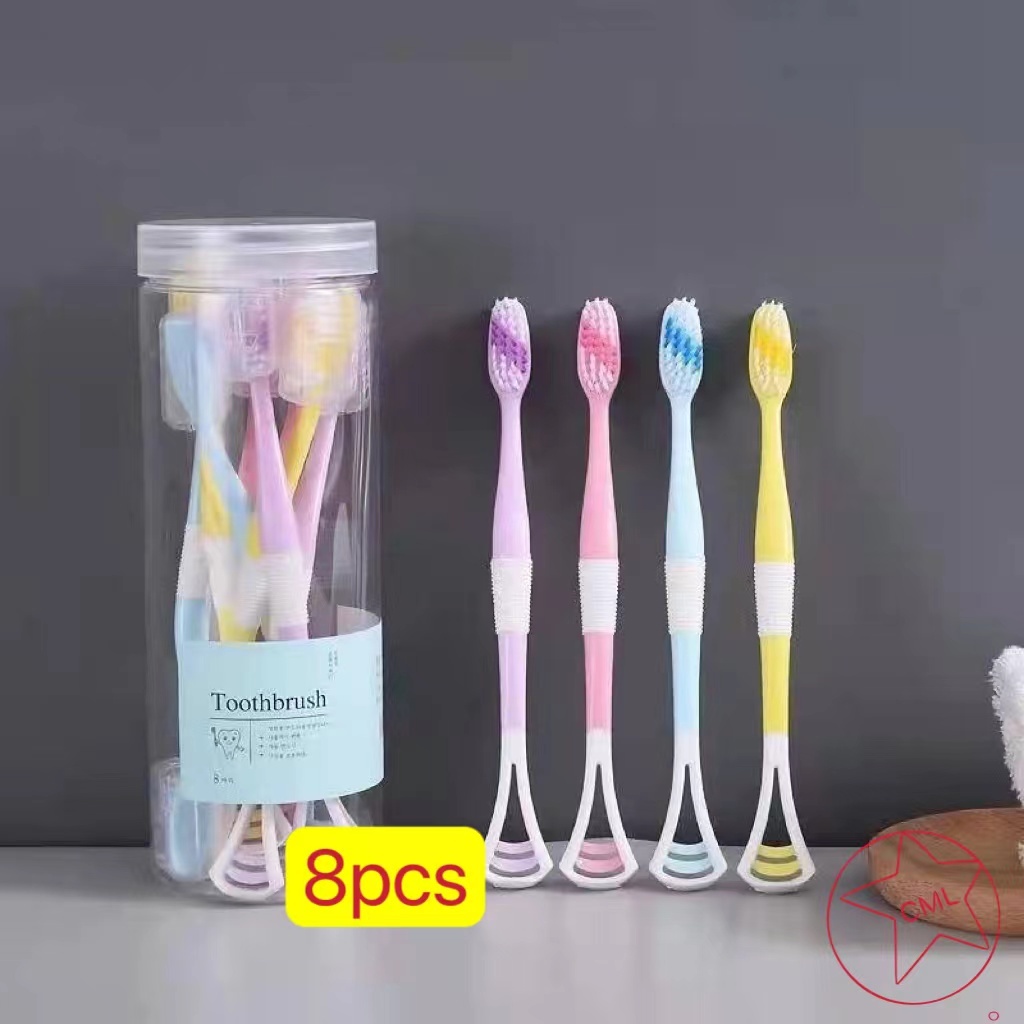 ส่งทันที แปรงสีฟัน ขนนุ่ม สีสันสดใส น่ารัก（1 เซ็ท 8 ชิ้น）    M18