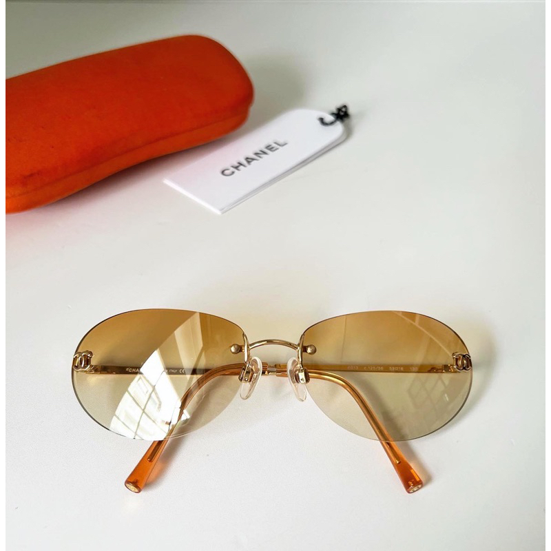 แว่นชาแนล วินเทจ Y2K ของแท้ 100% Chanel rimless sunglasses 4013