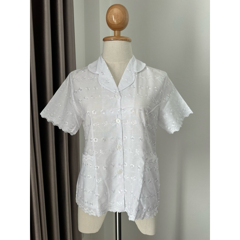 เสื้อผ้าลูกไม้คนแก่คอฮาวายแขนสั้น (M-XXL)