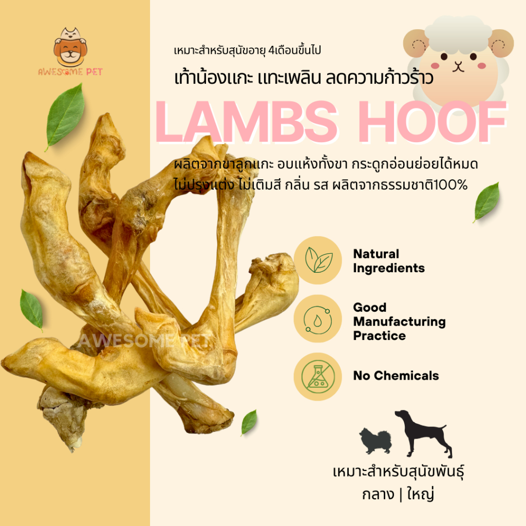 ขาลูกแกะ 🐑 (Lamb Legs) ขนมสุนัขอบแห้ง ขนมขัดฟันน้องหมา ขาแกะ ขนมสัตว์เลี้ยง