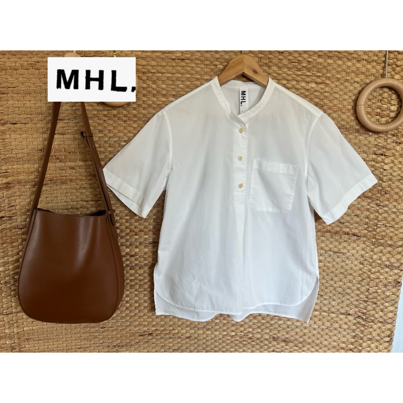 MHL x cotton shirt คอจีน ขาวสะอาด เเบรนด์แพง อก 40 ยาว 23 Code: 1785(11)