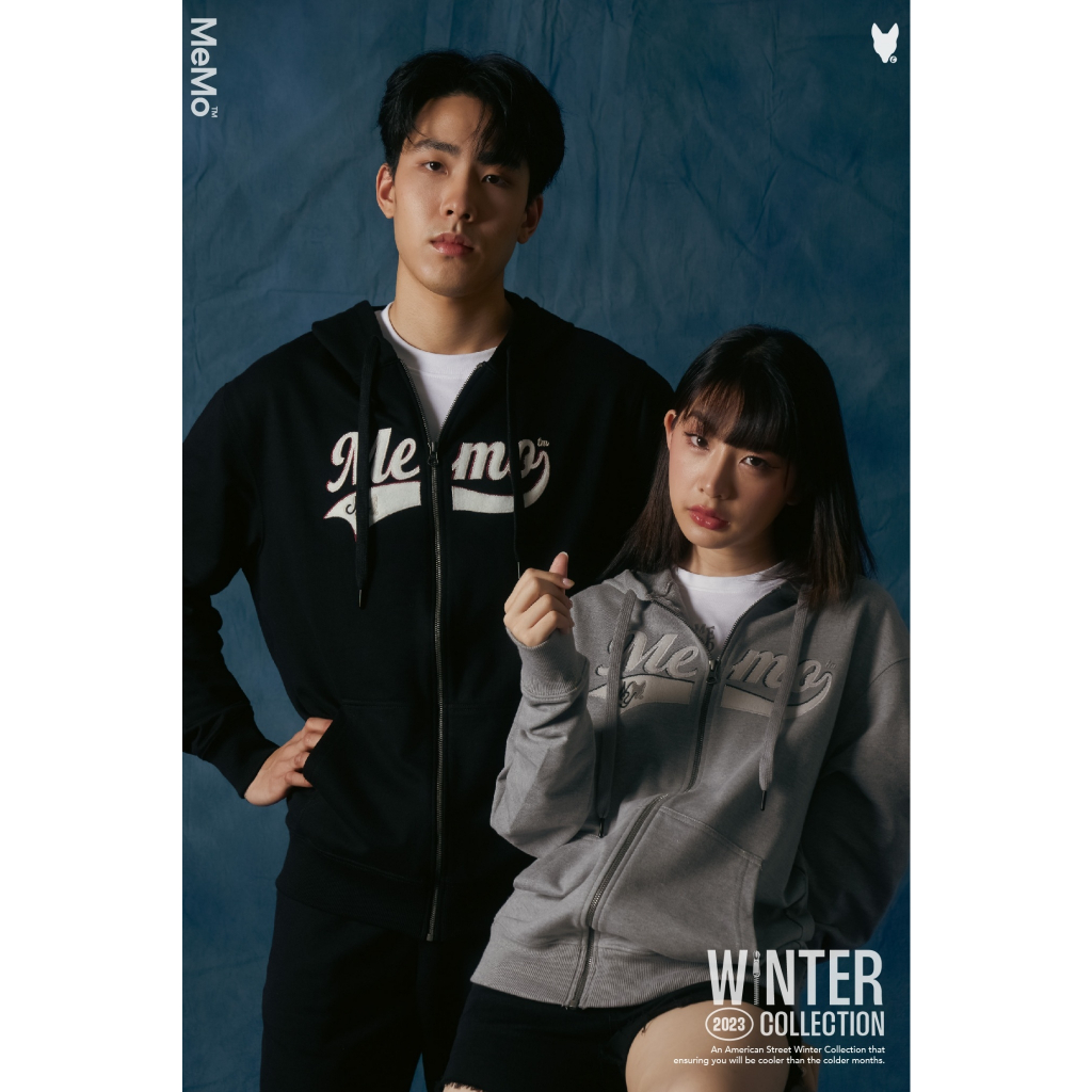 AEIOU Winter แจ็คเก็ต Memo Jacket Hood ลายปักใหญ่ รุ่น Newyork Jersey สินค้าลิขสิทธิ์แท้