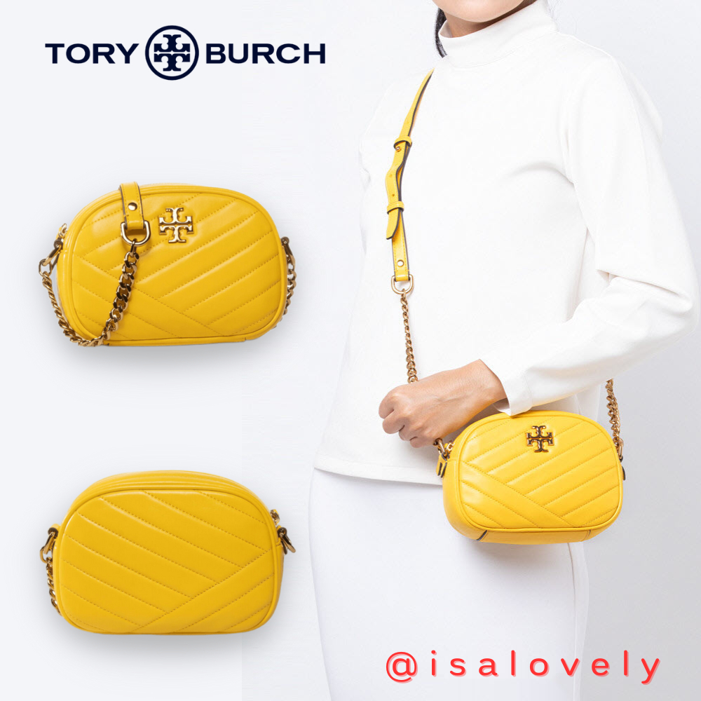 📌Isa Lovely Shop📌  งาน Shop  Tory burch Kira Chevron Small Camera Bag 60227 color: Lemon Drop