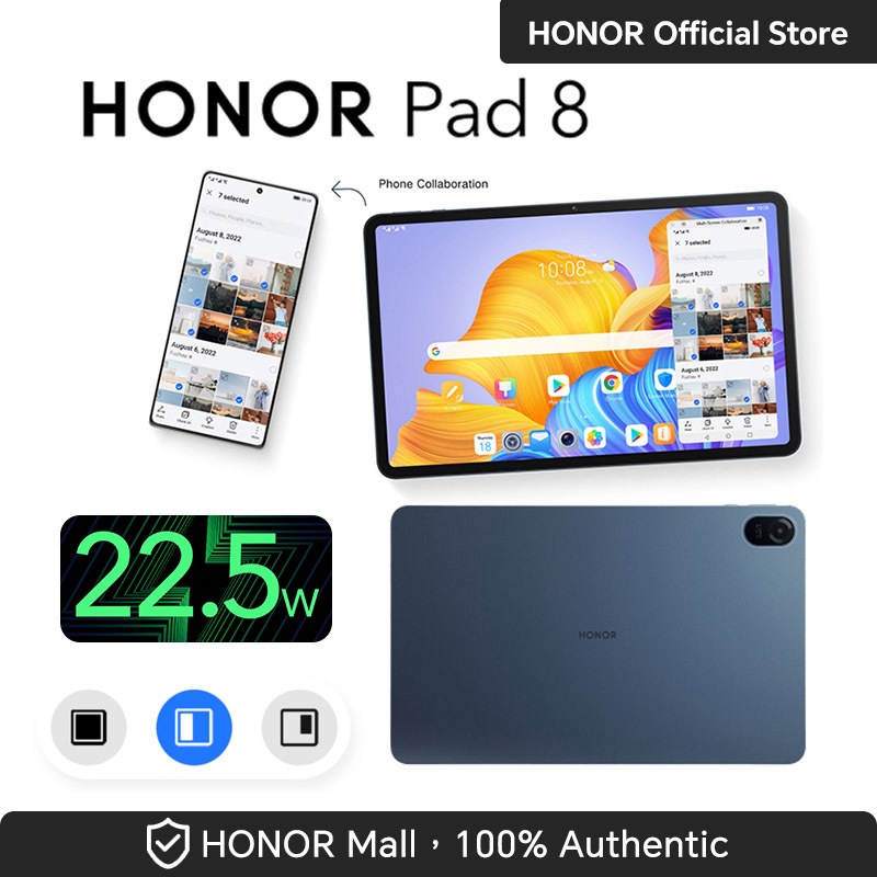 แท็บเล็ต Honor Pad 8 แท็บเล็ตหน้าจอ 12 นิ้ว 2K  ชิปSnapdragon 680  RAM 6 GB  ROM  128GB  กล้อง 5 MP (Tablet)