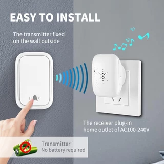 กริ่งไร้สายกันน้ำไม่ใช้ถ่าน ผลังงานจากแรงกด สัญญานไกล Self-Powered Wireless Doorbell