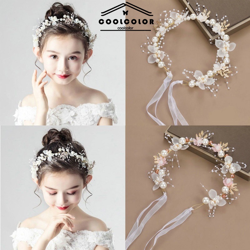 ในไทย💖ที่คาดผมดอกไม้มงกุฎเด็กเครื่องประดับศีรษะสไตล์เจ้าหญิงเจ้าสาวเจ้าหญิงลายดอกไม้สวยงามนางฟ้า.COD