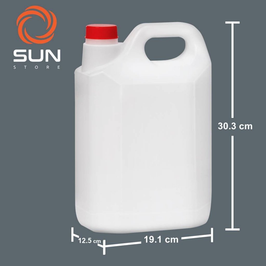 แกลลอนพลาสติก HDPE 5 ลิตร ทรง#0519 สีขาว มือ 1 (Food Grade)