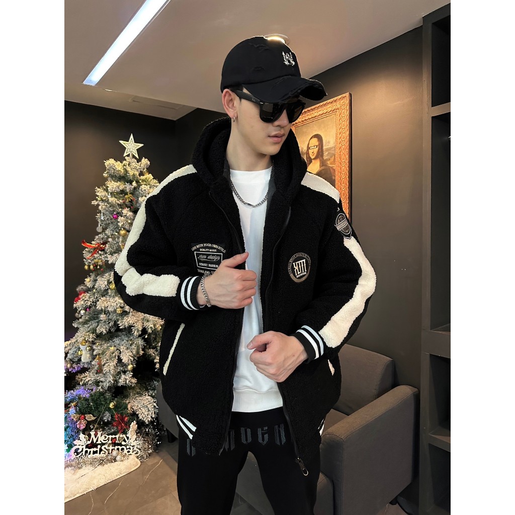 XOM604 XOM เสื้อแจ็คเก็ต แจ็คเก็ตขนนุ่ม ปักอาร์ม