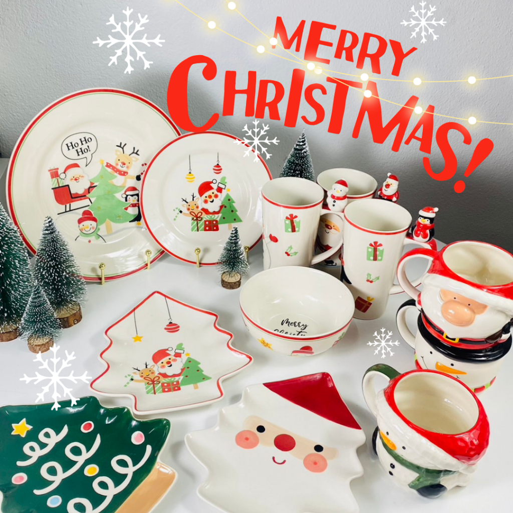 Christmas collection จานคริสมาสต์ โถซานต้า โถสโนว์แมน ต้อนรับเทศกาลคริสมาสต์
