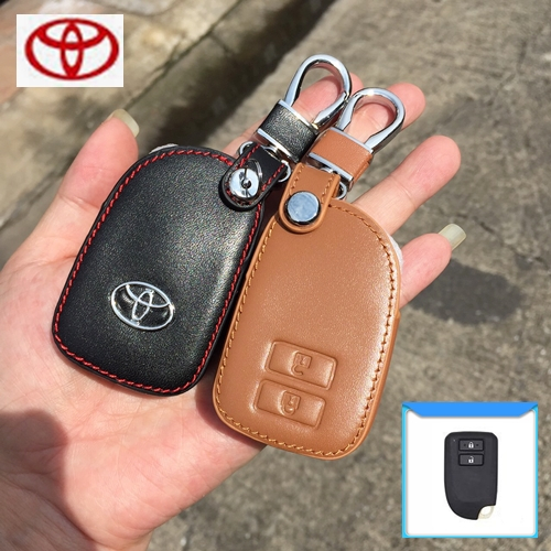 ซองหนังแท้ ใส่กุญแจรีโมทรถยนต์ Toyota Yaris 5 ประตู,Yaris Hatchback 2014-24 แบบ Push Start รุ่น 2 ปุ่ม