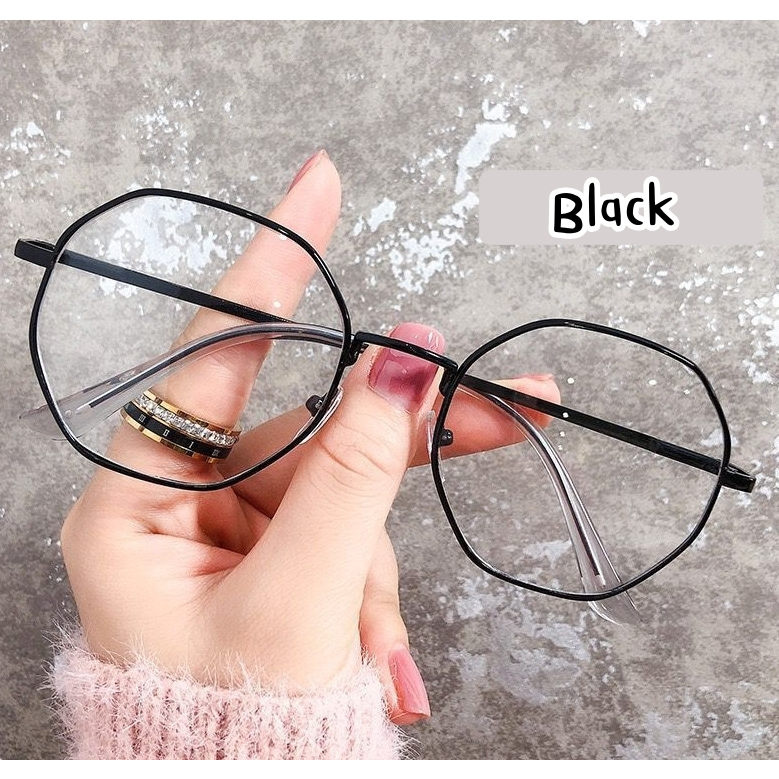 [พร้อมส่งจากไทย ] แว่นกรองแสงสีฟ้า แว่นทำงาน แว่นทรงแปดเหลี่ยม เลนส์ใส ใส่แล้วหน้าเด็ก น่ารัก ฮิตสุดๆ  Mellow BB01.