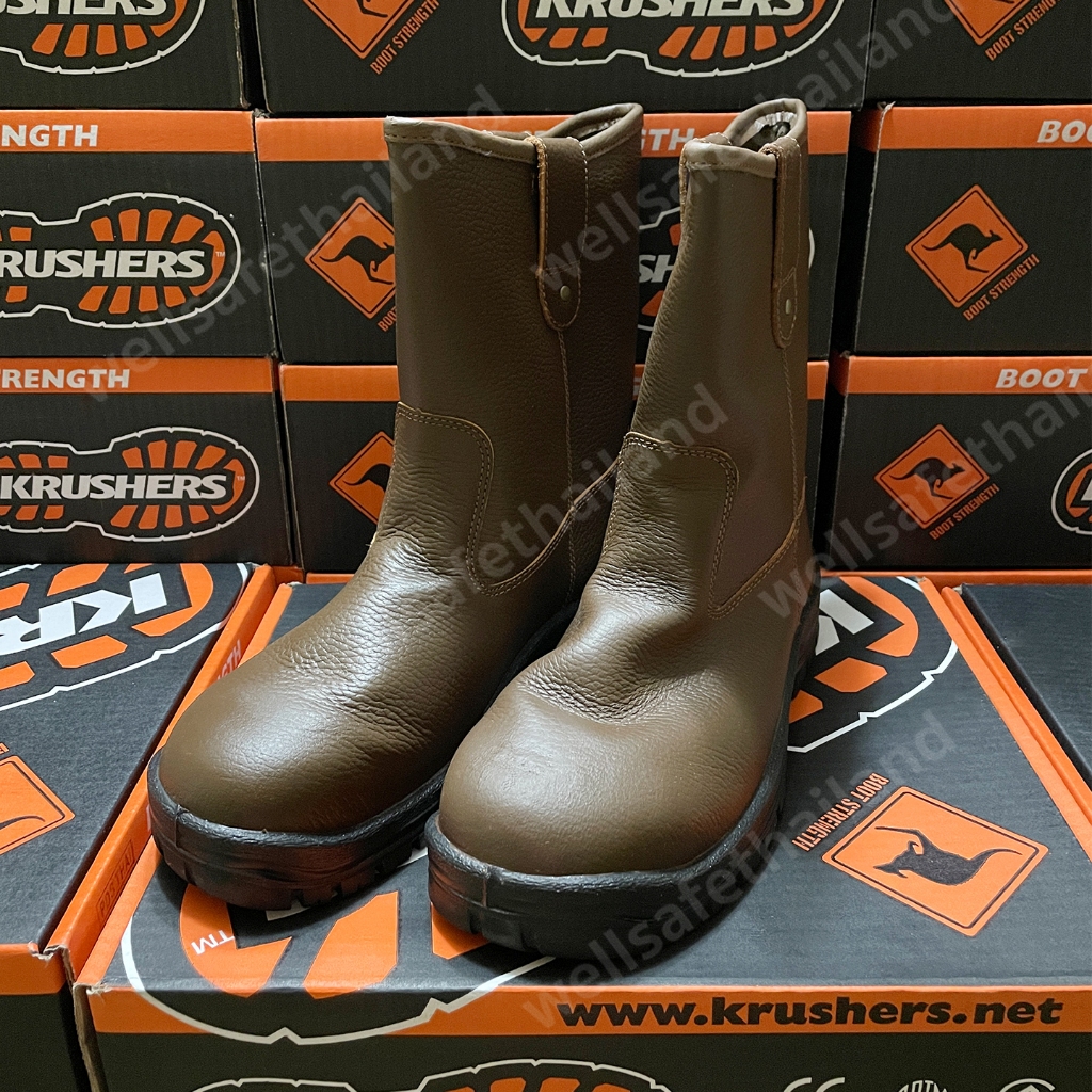 [เก็บโค้ด ลด 30%] KRUSHERS บู๊ทเซฟตี้ #Texas สีน้ำตาล หัวเหล็ก พื้น PU/TPU Safety Boots