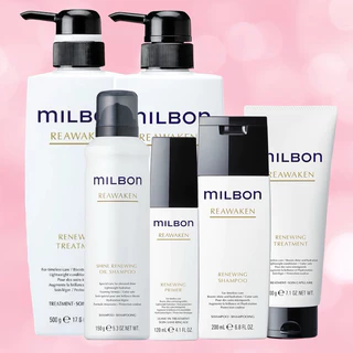 MILBON REAWAKEN Renewing 120 150 200 500 ML.แชมพู ทรีตเมนต์เพื่อคืนความอ่อนเยาว์ให้เส้นผมเรียงตัวสวยนุ่ม ชุ่มชื้นดังเดิม