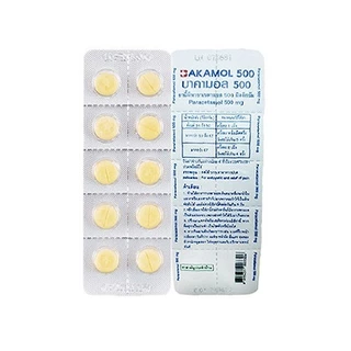 BAKAMOL กล่องเล็ก 10แผง แผงละ 10 เม็ด บาคามอล 500mg. พาราเซตามอล แก้ปวด ลดไข้