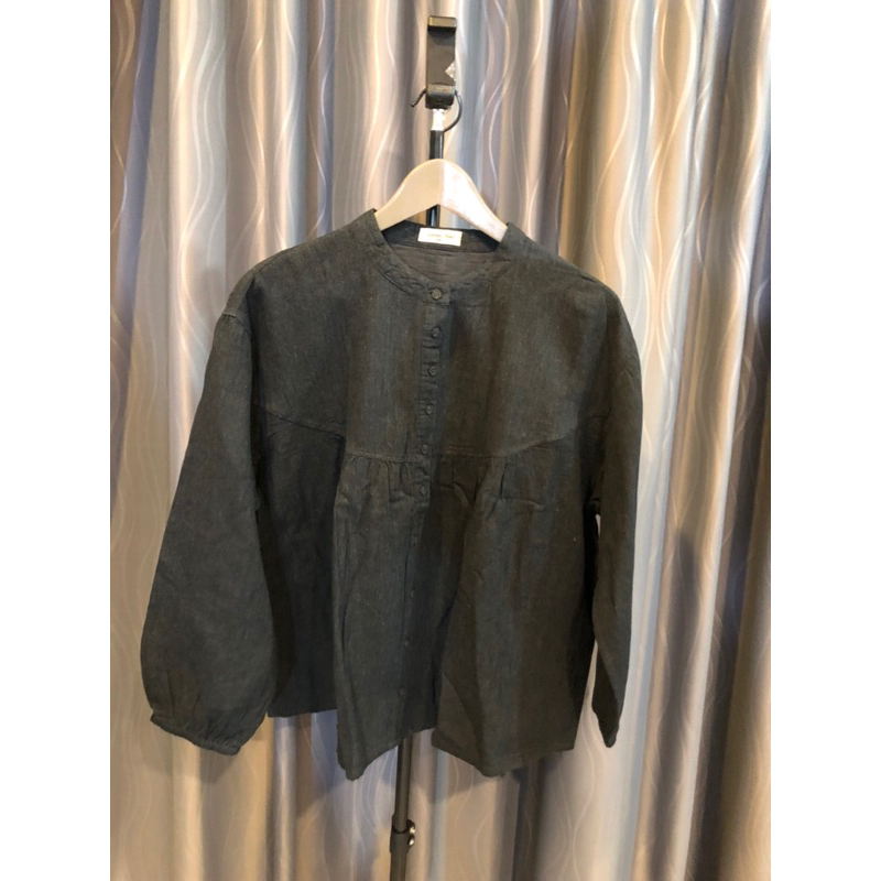 Z31.เสื้อsamansa mos2 ผ้าคอตตอนฝ้ายเสื้อออกแนวมินิมอล สีดำสวยใหม่สีไม่เฟสไม่ดับผ้าไม่ขึ้นขน