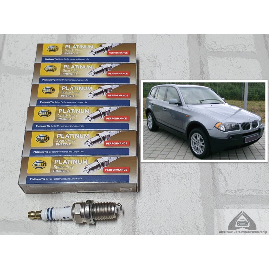 หัวเทียน แพลทตินัม BMW E83 ชุด 6 หัว ระยะใช้งาน 60000 กม / Spark Plug : Hella PM8RC-11 , PMJ8RC4-8