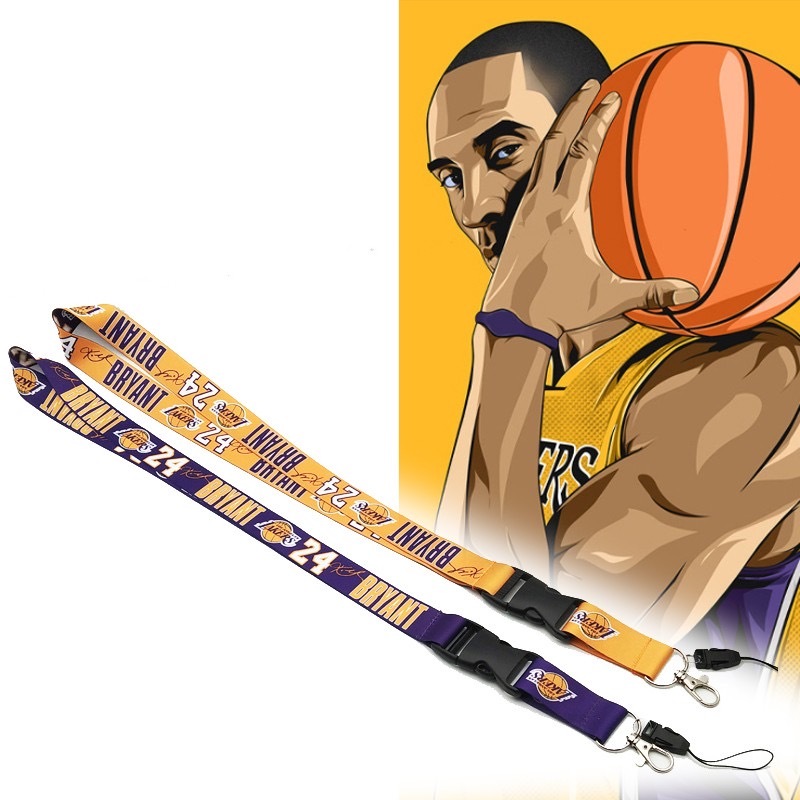 เชือกเส้นเล็ก NBA Los Angeles Lakers Star Kobe Bryant Among us lanyard เชือกเส้นเล็กบาสเก็ตบอลพร้อมหัวเข็มขัดที่ถอดออกได