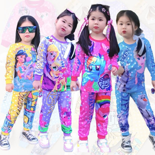 ชุดเด็กแขนยาว ลายเด็กหญิง ลายจุด พิมพ์ลายทั้งชุด ผ้าไมโครไฟเ…