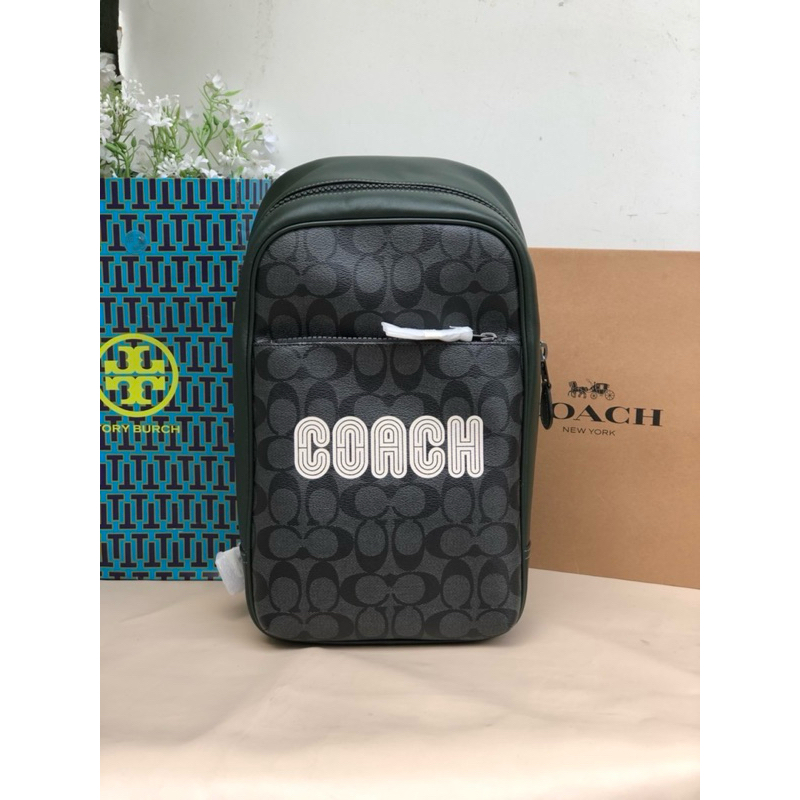 💚แท้💯 พร้อมส่ง💚 CE522 Coach Westway Pack In Colorblock Signature Canvas With Coach Patch