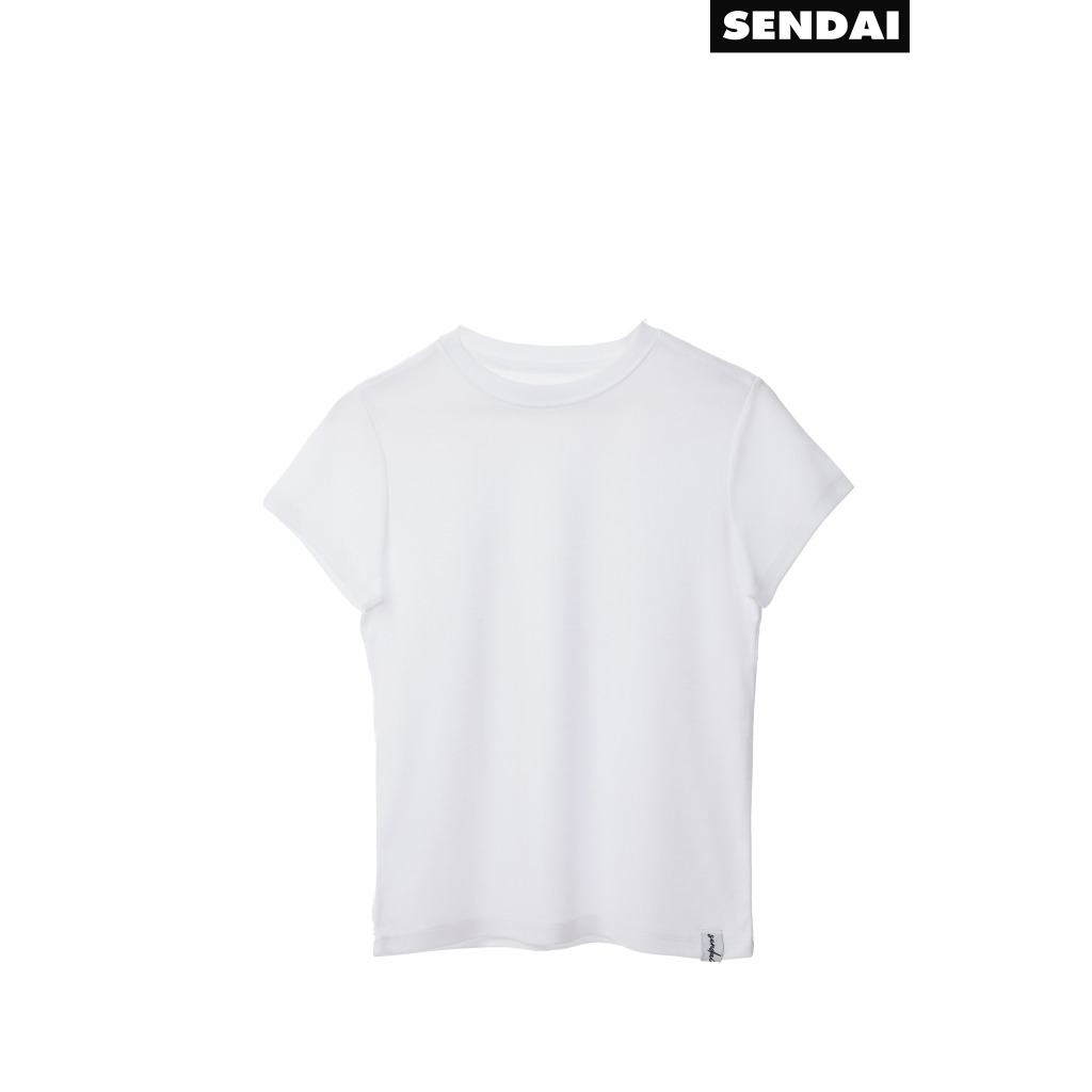 SENDAI เสื้อยืดคอกลมผู้หญิง สีขาว