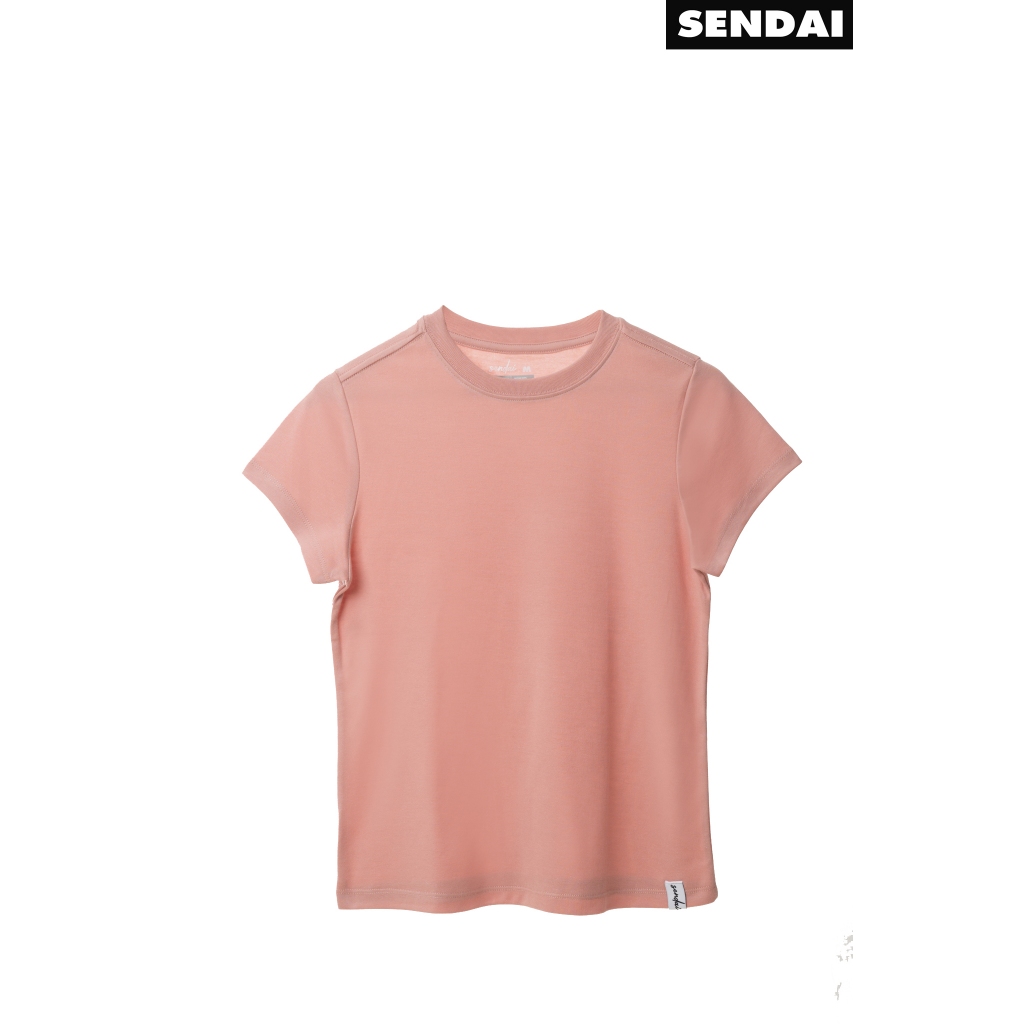 SENDAI เสื้อยืดคอกลมผู้หญิง สีชมพูเข้ม
