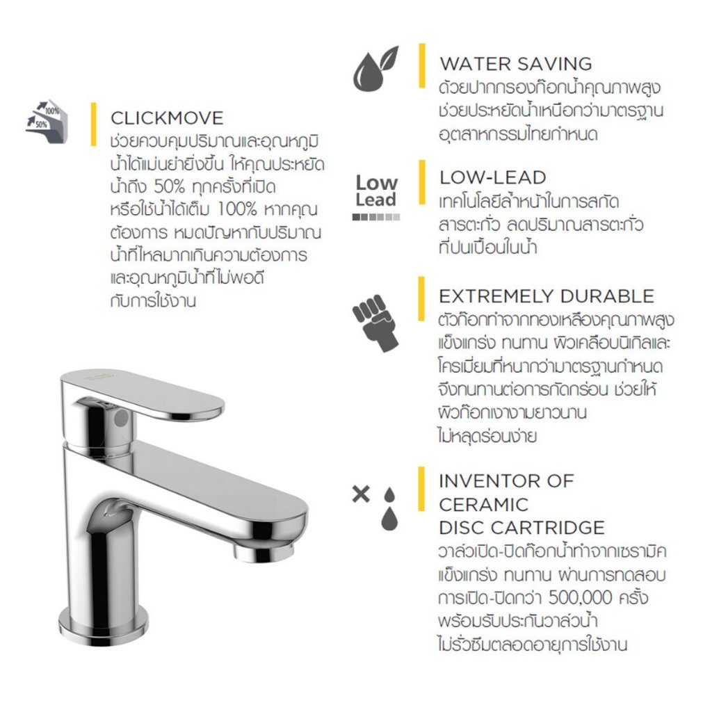 ก๊อกเดี่ยวอ่างล้างหน้า AMERICAN ARC A-J55-10