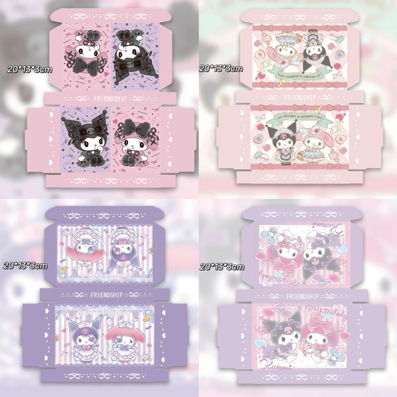 [ พร้อมส่ง ] กล่องพัสดุแบบพับ (1 ใบ) ลายการ์ตูน Sanrio คุโรมิ Kuromi My Melody พิมพ์ลายชัดสีเข้ม น่ารัก ของขวัญ
