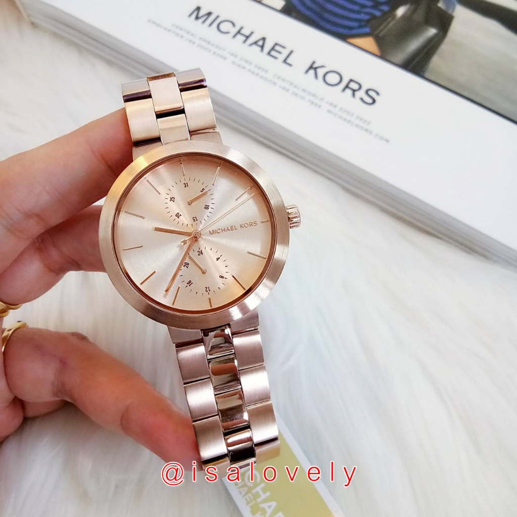 📌Isa Lovely Shop📌 ⚠️มีตำหนิ⚠️  Michael Kors MK6409 Garner Rose Gold Tone