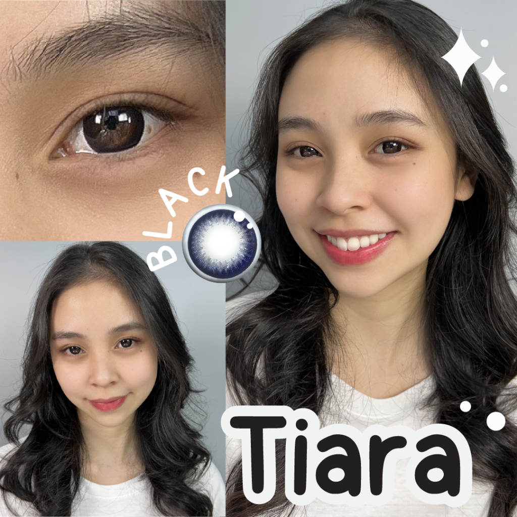 คอนแทคเลนส์ รุ่น tiara black แบรนด์ Pretty doll ค่าสายตาปกติ เลนส์นิ่มใส่สบายตา แถมตลับ