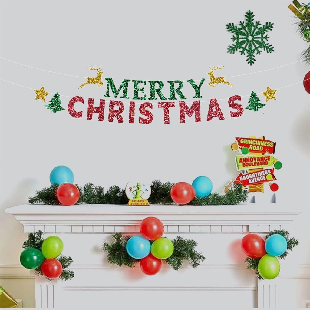 ธงคริสต์มาส งานกลิตเตอร์ Merry Christmas