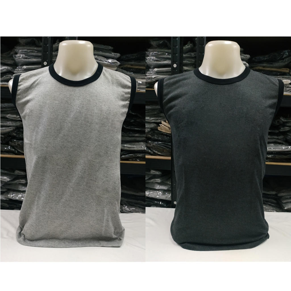 เสื้อแขนกุด คอและแขนกุ๊น สีเทา สีเทาดำ ไซส์ S - 3XL ทรงตรง ใส่ได้ทั้งผู้ชาย และ ผู้หญิง