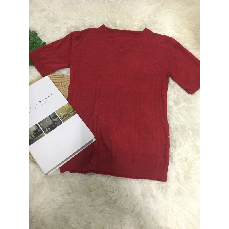 ไหมพรมคอวี สีแดง อก32-36" ยาว 24" (ZB2312-4195)