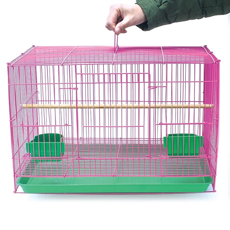 กรงนก ชูก้า กรงสัตว์เลี้ยงขนาดเล็ก กรงหนู พร้อมถาด คอนไม้ ถ้วยให้อาหารนก สีฟ้า ขาว ชมพู ม่วง จัดส่งสุ่มสี