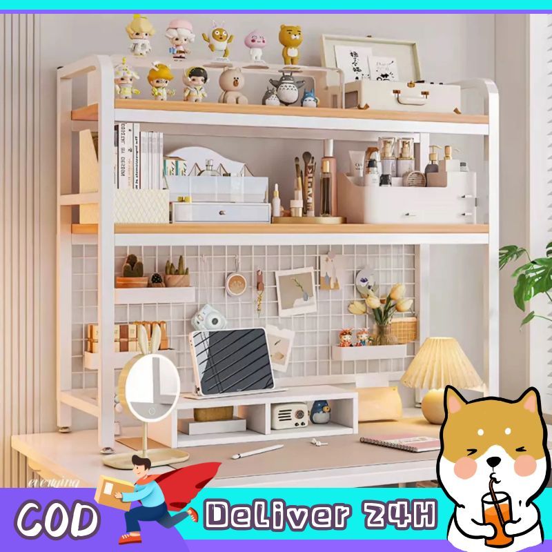 Dogegg🐶ชั้นวางของบนโต๊ะทำงาน มาพร้อมชั้นวางหนังสือและตาข่าย สามารถแขวนอุปกรณ์ต่างๆได้