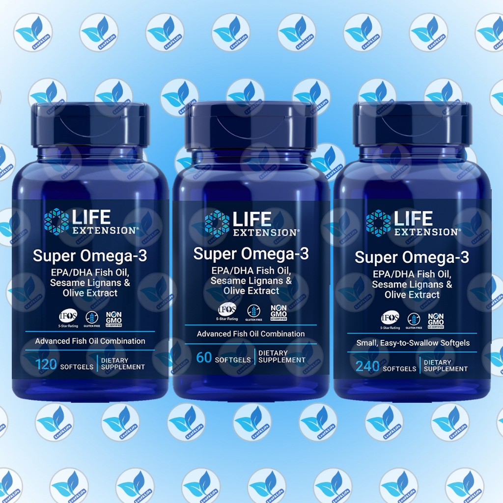 Life Extension Super Omega-3 EPA/DHA Fish Oil,Sesame Lignans&Olive Extract / 60,120 Sgels / 240