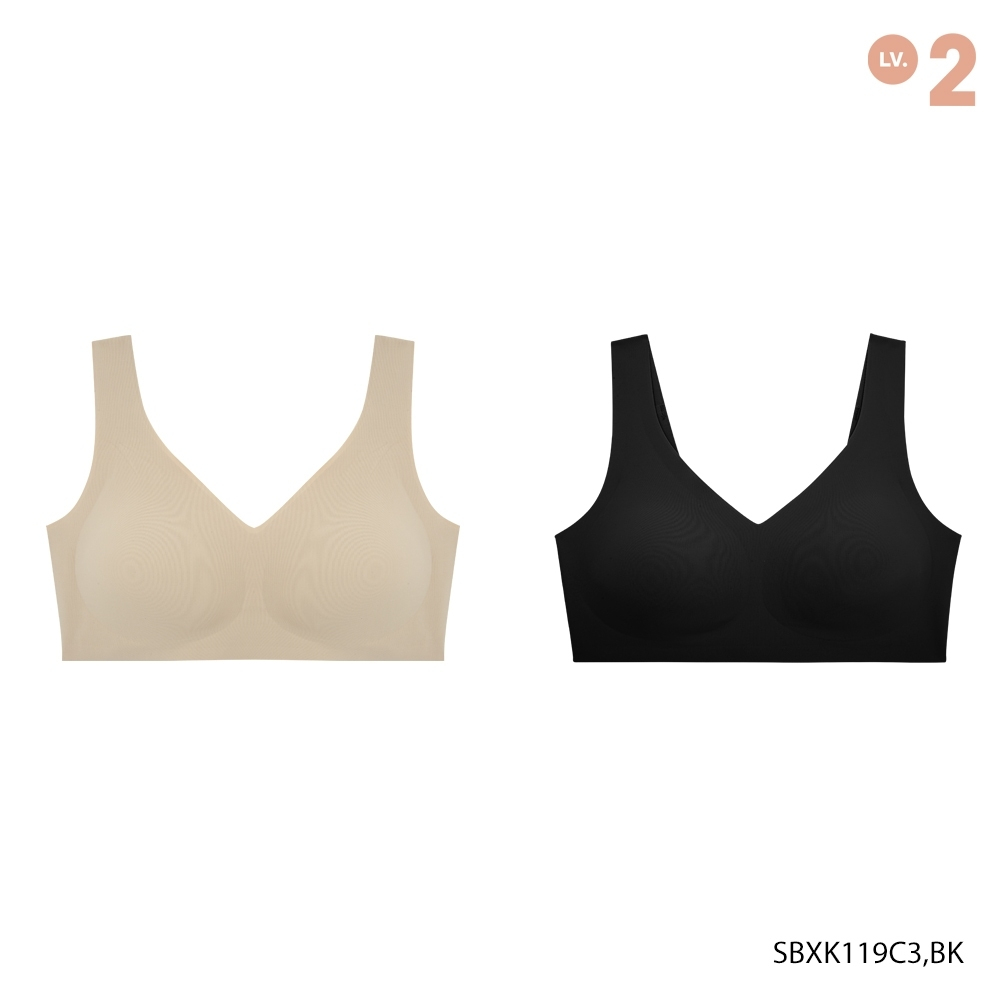 Sabina เสื้อชั้นใน (Set 2 ชิ้น)(ไม่มีโครง) รุ่น Soft Collection Seamless Fit รหัส SBXK119C3+SBXK119BK สีเนื้อเข้ม/สีดำ