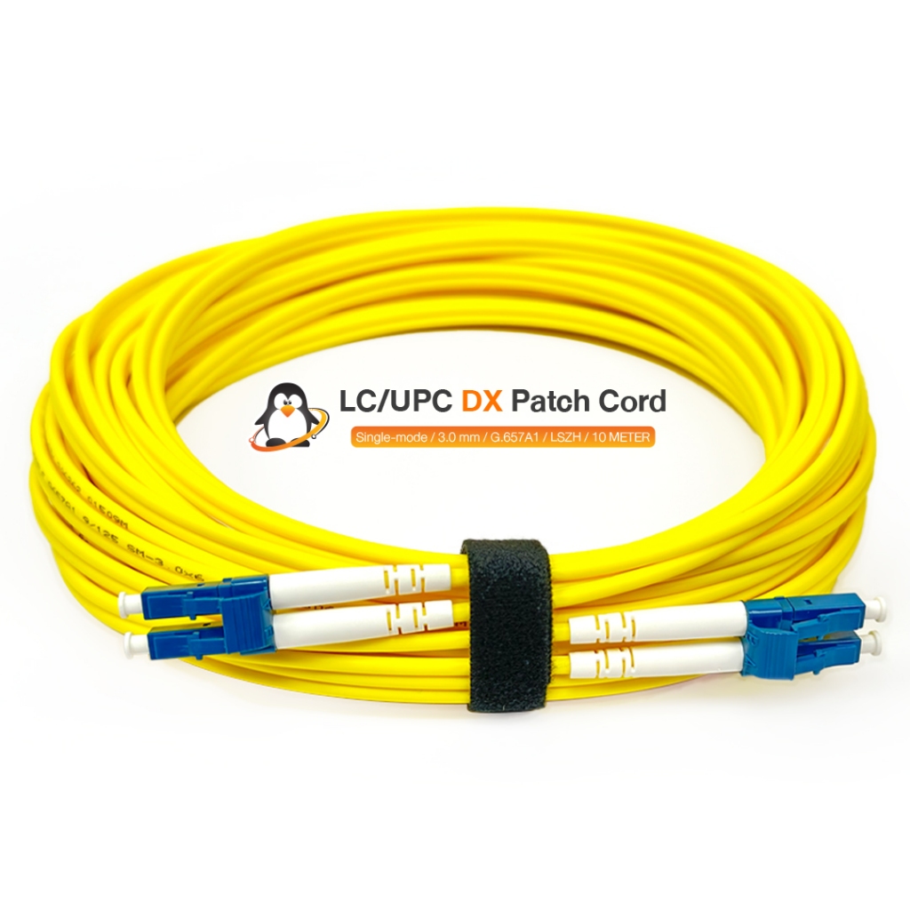 LC/UPC สายไฟเบอร์ออปติก Patch Cord Duplex ยาว 10 เมตร
