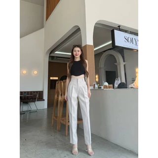 พร้อมส่ง(023)👩🏻‍💻WORK PANT👩🏻‍💻 กางเกงขากระบอกเล็ก 10 ส่วน เอวสูง ทรงสวย ผ้าไมโครเนื้อดี แต่งกระเป๋าหลัง ใส่ได้ทุกโอกาส