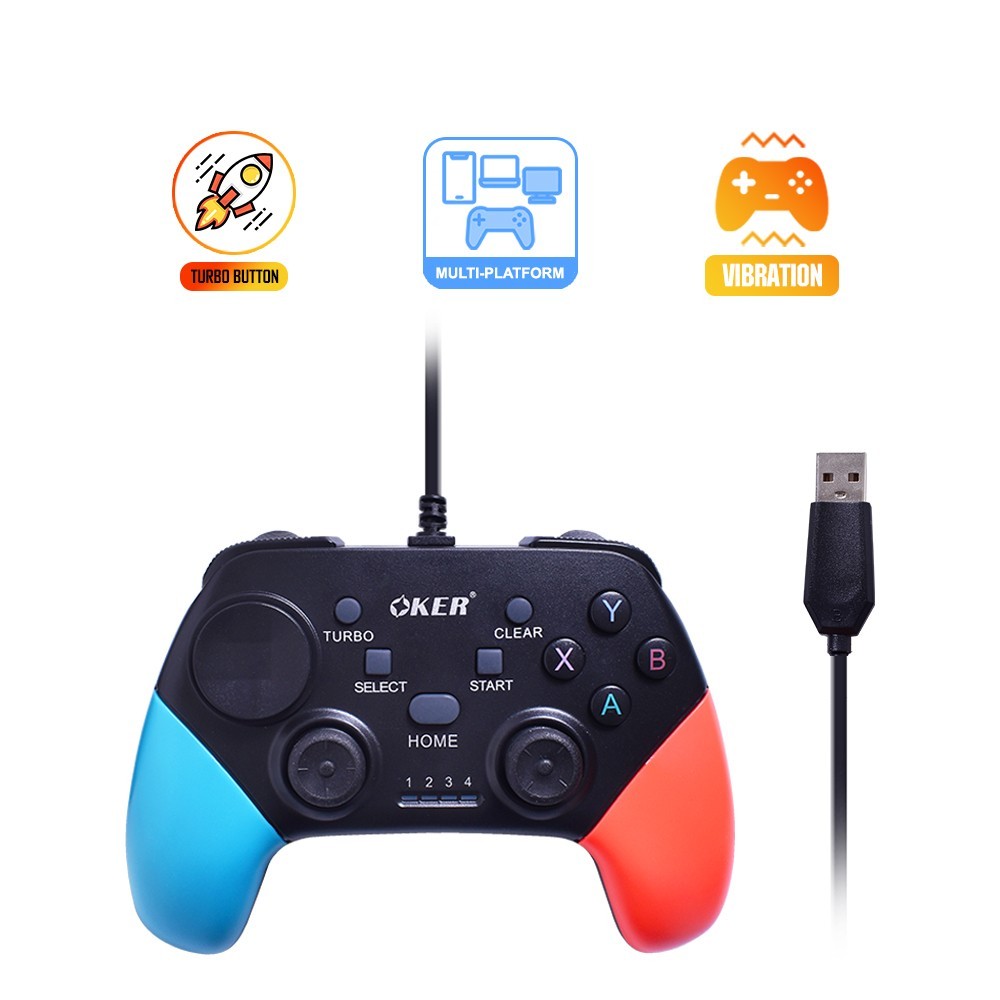 Oker จอยเกมส์หัวเสียบ USB รุ่น G9 (ออกแบบตามหลักสรีรศาสตร์ สนับสนุนการเชื่อมต่อ USB แบบ Plug & Play)