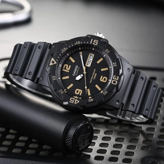 Casio Standard นาฬิกาข้อมือผู้ชาย สีดำ สายเรซิน รุ่น MRW-200H MRW-200H-1B MRW-200H-1B2 MRW-200H-2B