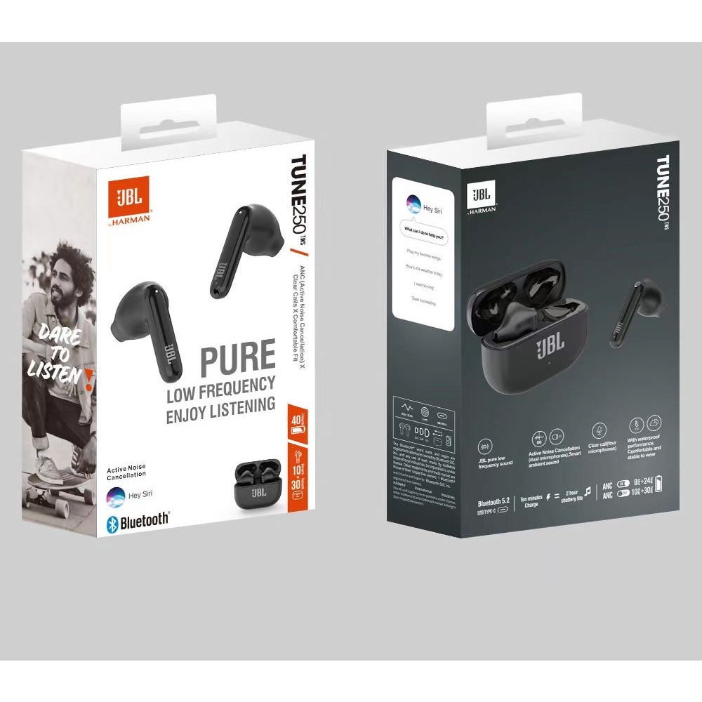 หูฟังบลูทูธ รุ่นJBL 250 หน้าตาสุดคลาสสิคใส่สบาย เชื่อมต่อเสถียร ระบบสัมผัส(ของรับประกัน)