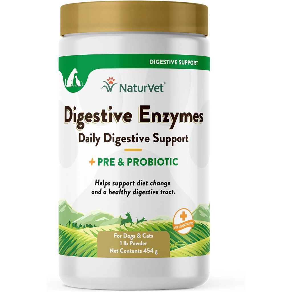Naturvet Digestive Enzymes (ชนิดผง) สุนัข-แมว เอมไซม์ธรรมชาติ เสริมระบบย่อย ดูดซึมสารอาหาร เสริมระบบขับถ่าย